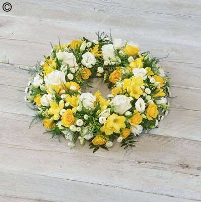 Florist Choice Wreath Yellow and White
