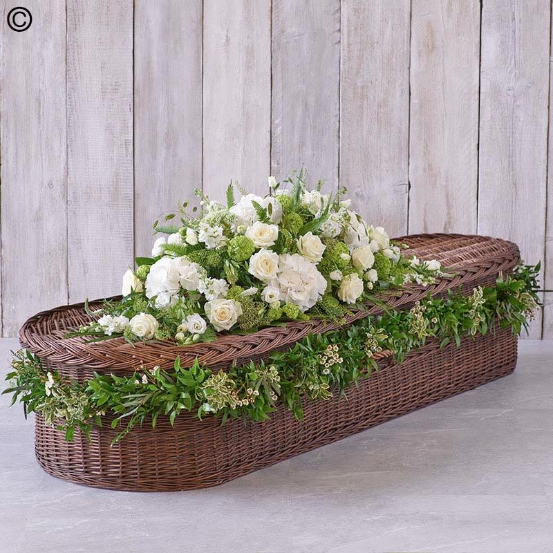 Large White Casket Spray and Garland