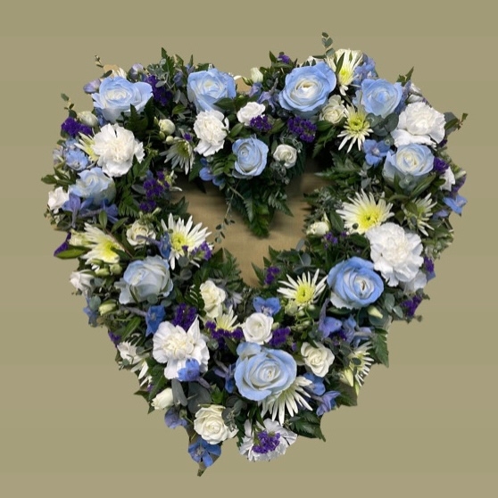 Blue and white open heart