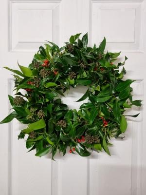 Festive holly wreath