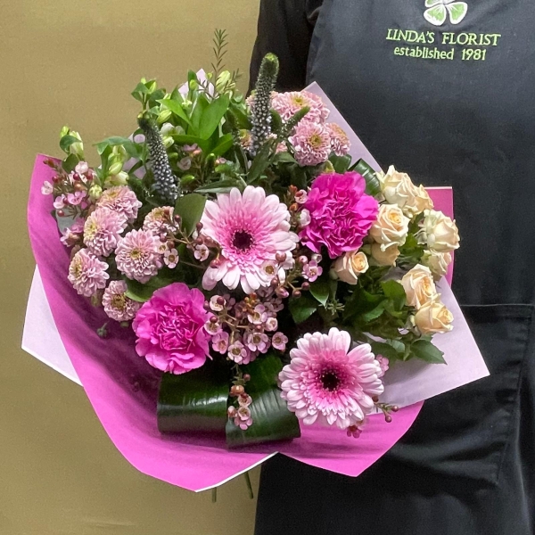 Pretty in pink hand tied bouquet