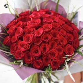 50 Red Rose Hand tied