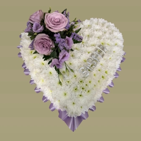 Based heart with silver letters