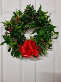 Festive holly wreath