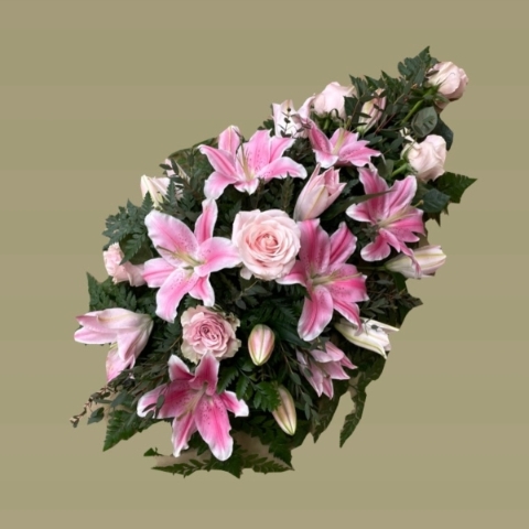 Pretty pink rose and lily spray