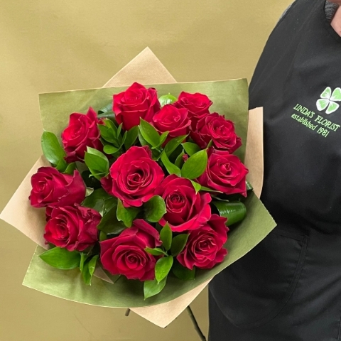 Red rose hand tied bouquet
