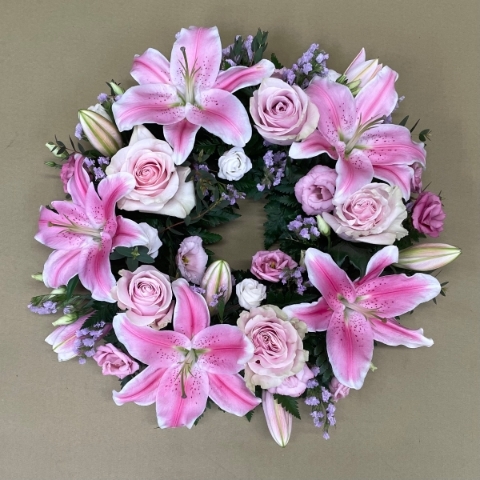 Rose and lily wreath
