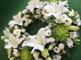 White & Green Lily Wreath