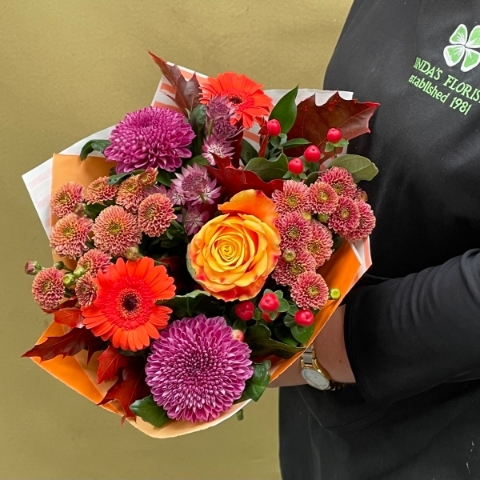 Amber glow hand tied bouquet
