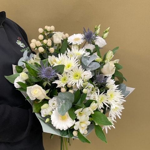 Frosty morning hand tied bouquet