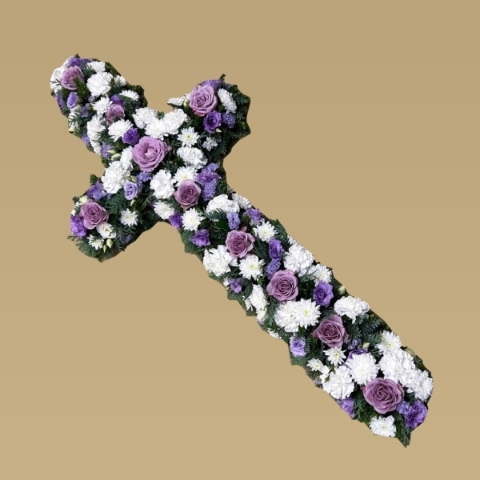 Lilac and white loose cross