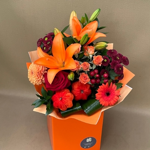 Pumpkin patch hand tied bouquet